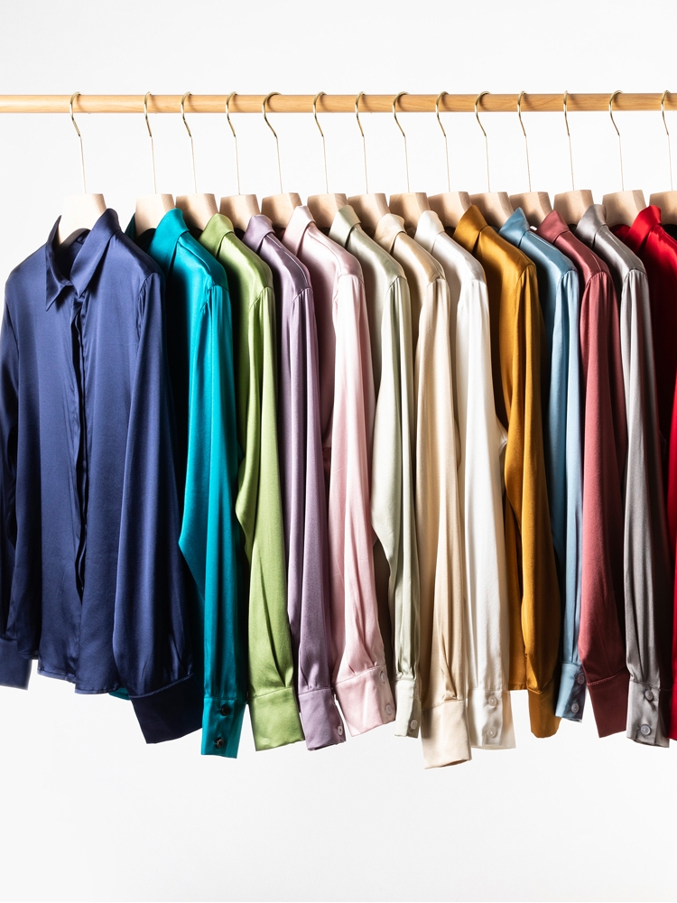 SuyaDream-camisas lisas de seda 93% auténtica para mujer, Blusa de manga larga de 7% licra, Top para oficina, primavera y otoño, 2022