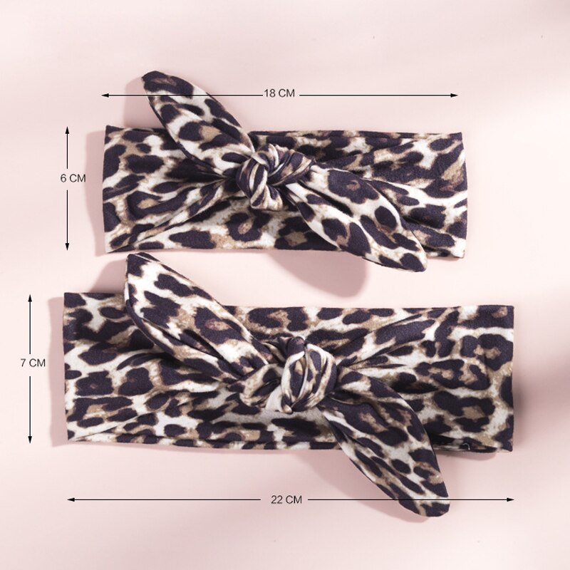 Balleenshiny 2 Stuks Moeder En Kind Hoofdband Sets Gedrukt Luipaard Print Geknoopt Hoofdband Polyester Katoen Zachte Haaraccessoires