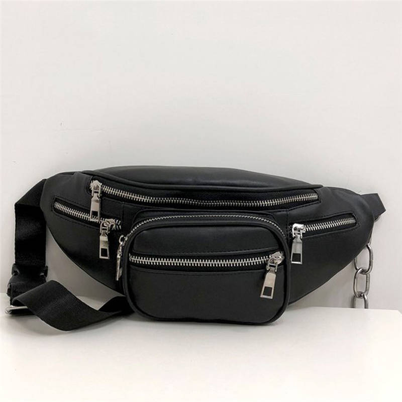 Black Faux Leather Taille Zak Mobiele Telefoon Heuptas Fanny Pack Bum Bag Voor Vrouwen Mannen