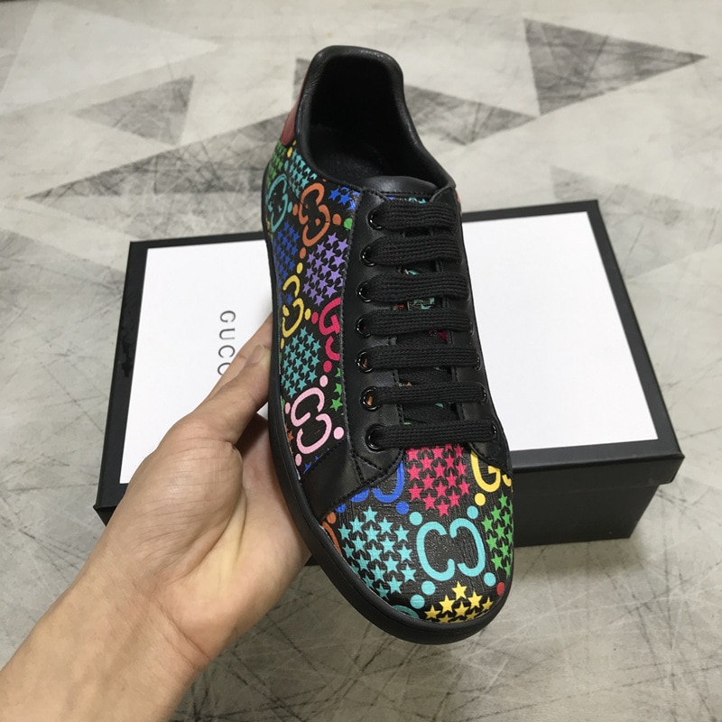 colorful print magic popping candy white shoes female leather lace-up couple casual sports shoes