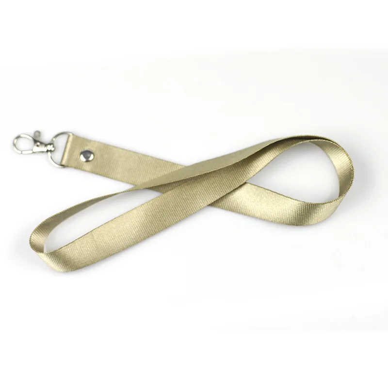 1Pcs Thicken Pure Color Lanyards Safety Hanging Neck Strap Lanyard For Mobile Phone ID Name Badge Holder Keys Metal Ring: Champagne gold