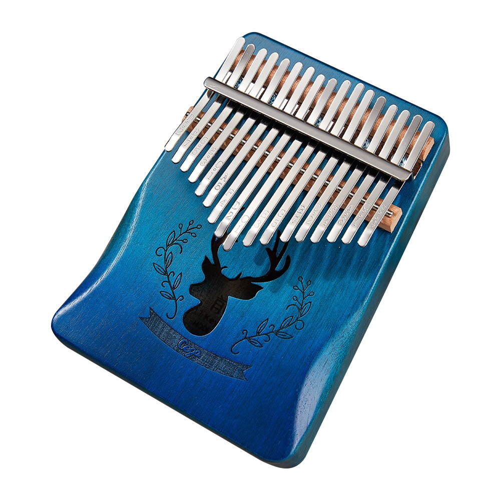 Kalimba de madera de Acacia, instrumento Musical ligero y portátil con de ciervo, Pulgar, dedo, Piano, 17 teclas: Blue