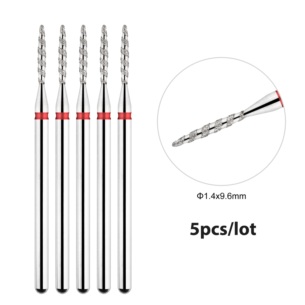5 unids/lote brocas de diamante para uñas Tornado llama cutícula broca Pro brocas de archivo eléctrico ruso para manicura y pedicura de uñas 3/32''