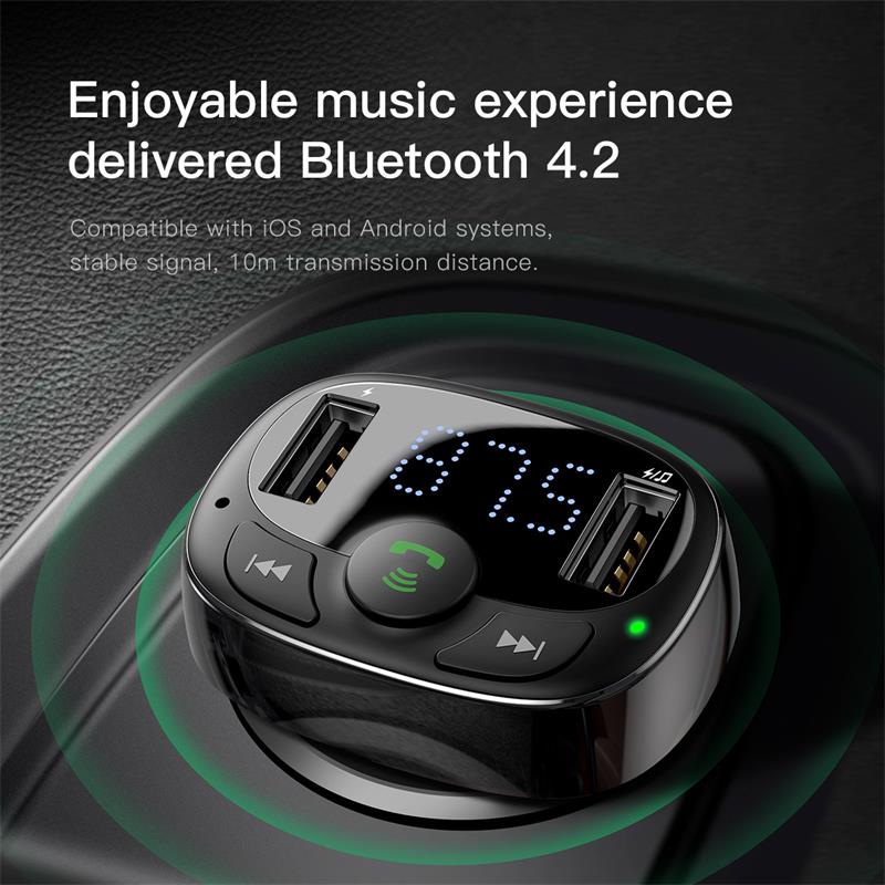 Baseus Fm-zender Bluetooth Handsfree Car Kit Fm Modulator Auto Draadloze Aux Radio Tranmiter MP3 Speler Met Usb Car Charger