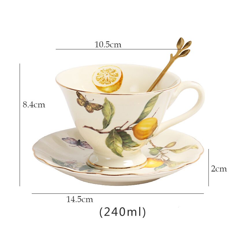 European Vintage Coffee Cup Saucer Set Ceramic Phnom Penh Teacup Teapot Home Kitchen Supplies Party Tea Set Housewarming: Cup 240ml
