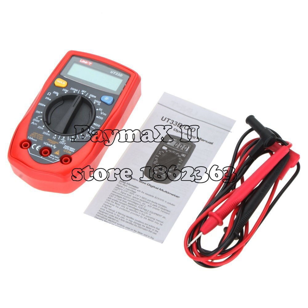 UT33D Multimetro Digitale AC/DC Tensione, Corrente DC, Resistenza, Continuità, Diodi tester con Retroilluminazione LCD