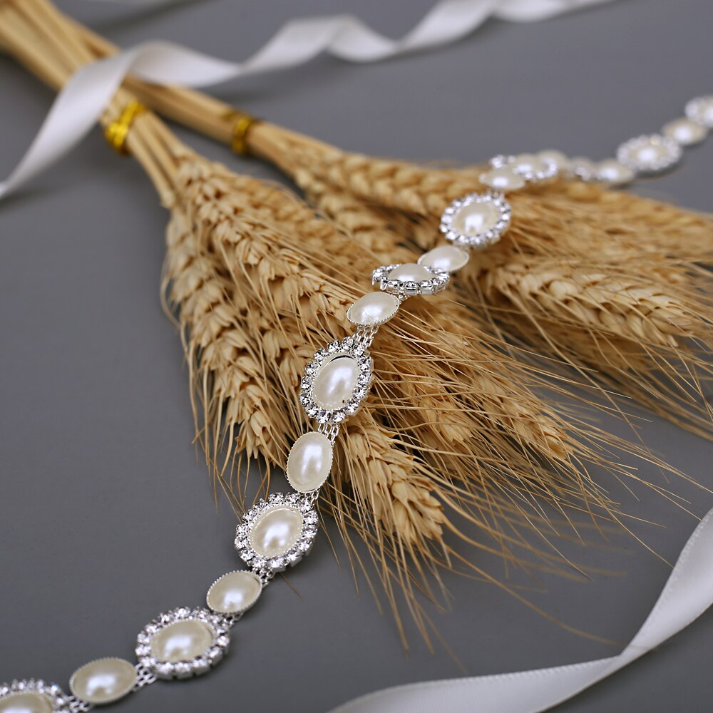 TRiXY S300 Ivory Belt for Formal Dress Satin Sash Belt Sequin Sash Belts for Dresses Sparkly Belts for Women Beaded Belt