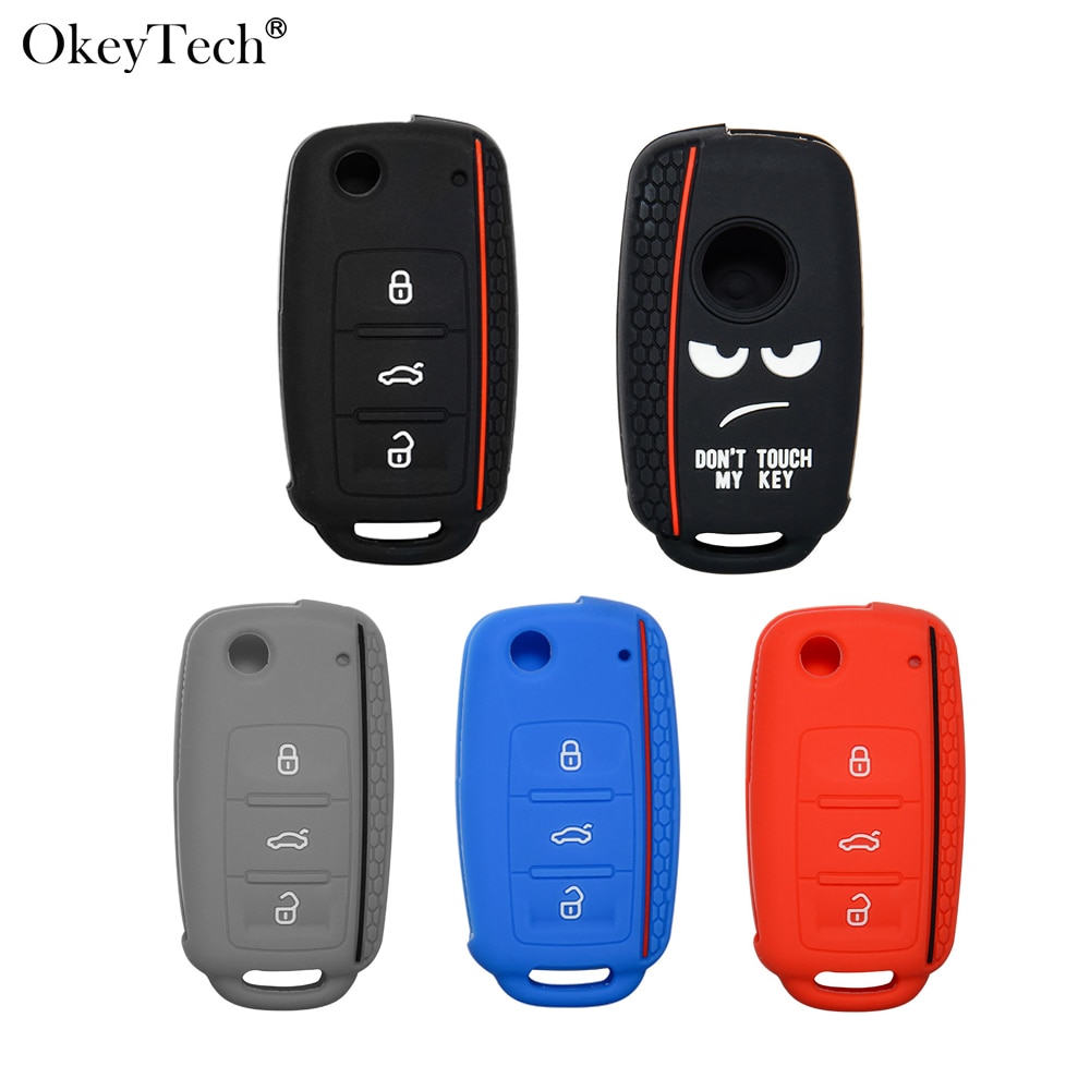 Okeytech Zachte Siliconen Rubber Autosleutel Case Shell Cover voor Volkswagen V W Lamando Tayron Caddy Polo Bora Tiguan Auto sleutelhanger