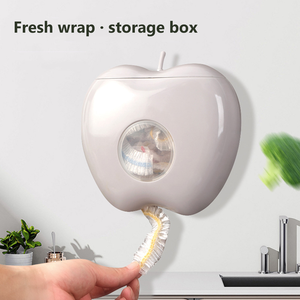 Contenedor de almacenamiento de envoltura de plástico montado en la pared, estuche protector de envoltura de plástico a prueba de polvo, gran capacidad sin perforaciones para organizador de cocina