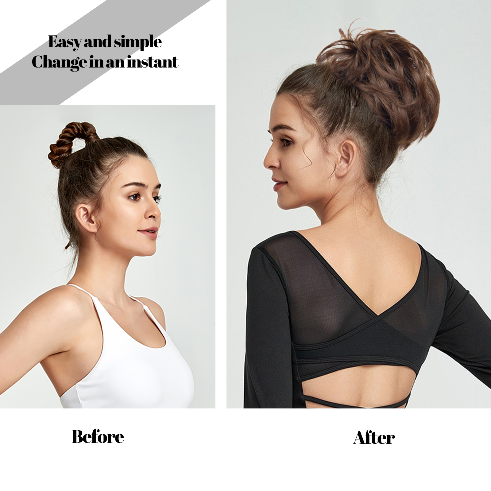 Postiche chignon décoiffé bon marché pour femme, peigne à clipser, court, droit, polyvalent, ébouriffé, facile