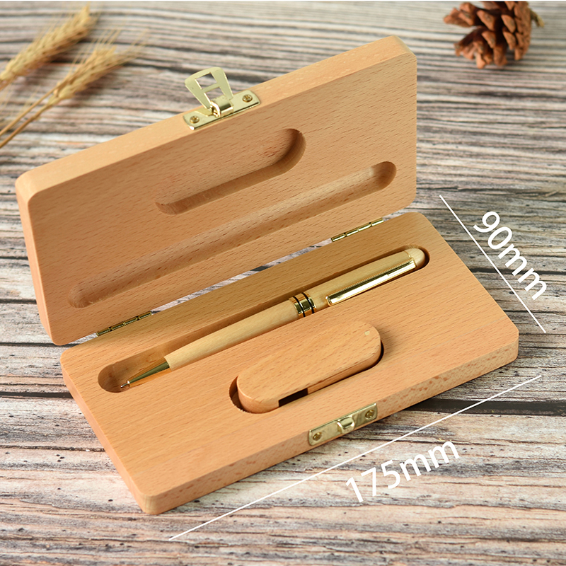 Kugelschreiber-Etui aus Buche, USB-Flash-Laufwerk, 128 GB, kreative Werbegeschenke, Memory Stick, Holzkiste, Stiftlaufwerk, 64 GB, roter Pendrive, 32 GB