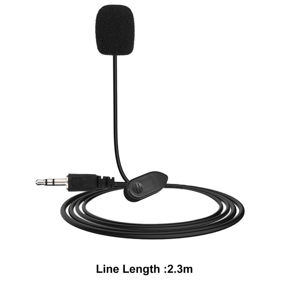 Mini Portable 3.5mm Mini Studio Speech Mic Microphone w/ Clip for PC Desktop Notebook Lectures Teaching Mic Black