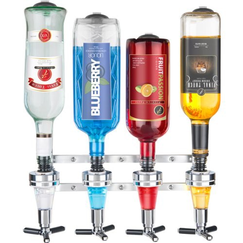Dispensador de licor de 4 cabezales, dosificador de bebida montado en la pared, estantes para vino, dosificador de vino de cóctel, soporte