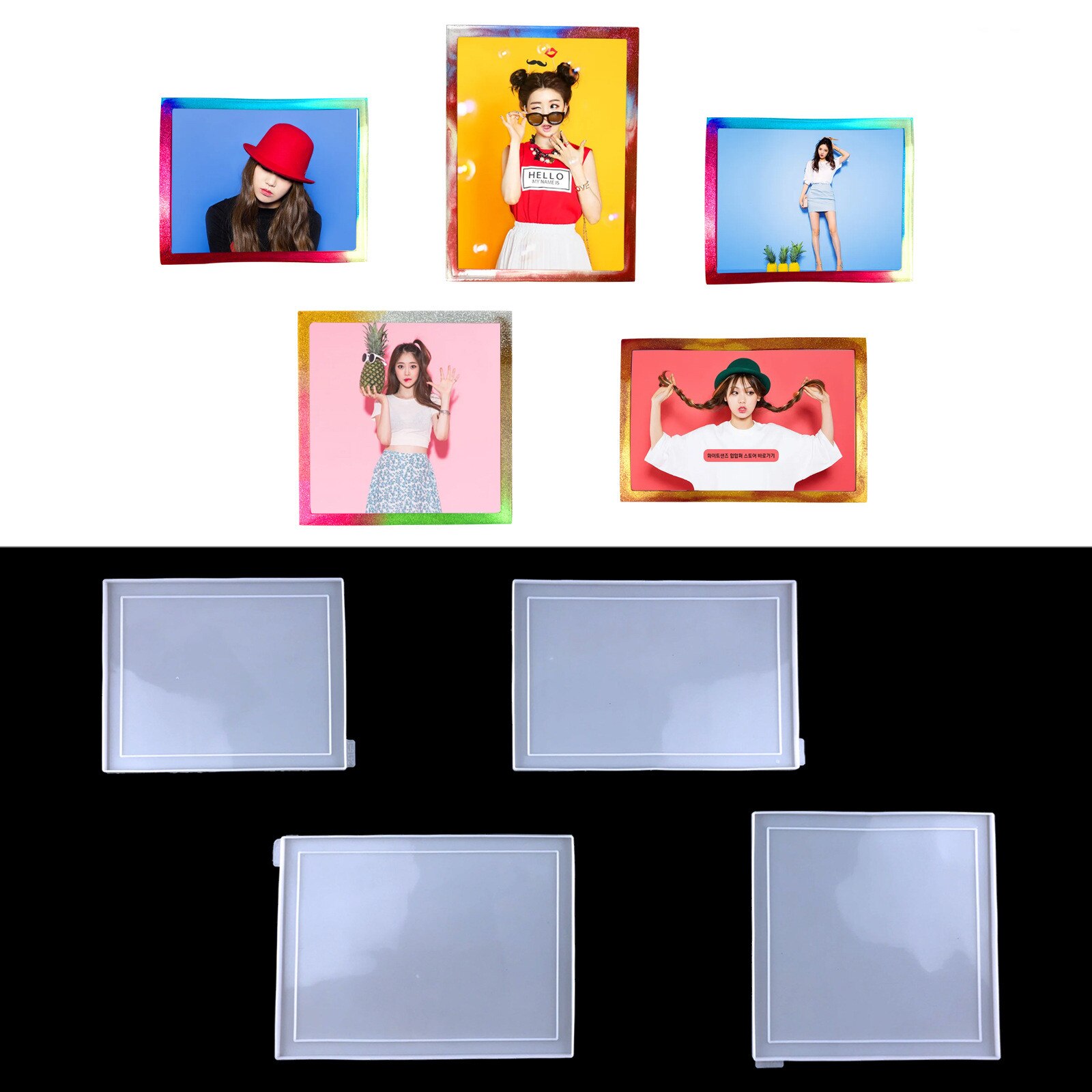 Fotolijst Diy Mold Crystal Silicone Hars Mallen Grote Vierkante Siliconen Mal Tafel Decoratie Fotolijst Handgemaakte Voor Epoxy