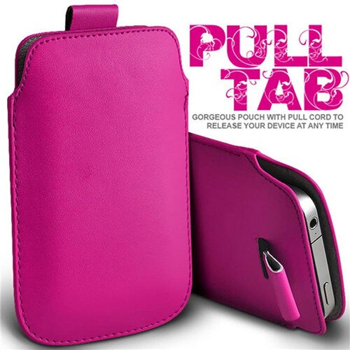 PU Leather Pull Tab Sleeve Pouch For LG K9 / K8 /Aristo2 X210/Zone 4/X2 Phone Cases Bag Universal Full Protection Pouch: Rose