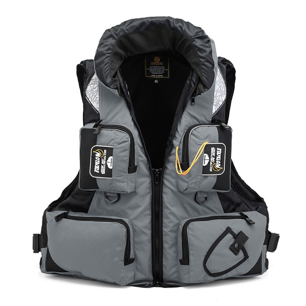 Life Jacket Sea Fishing Vests Multi-Pockets Kayak Drifting Buoyancy Suit Outdoor Safety Rescue Men Life Jacket: Gray / XL