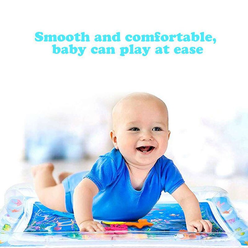 1 Pcs PVC Baby Water Play Mat Cute Cartoon Inflatable Baby Water Mat Fun Activity Baby Water Play Pad Tummy Time Mat