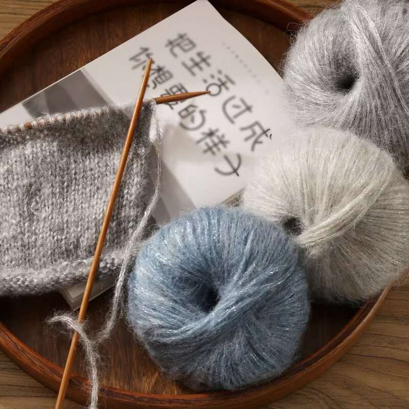 200 g/einstellen Mohair-Garn, glänzender Draht, bunt, zum Handstricken, Schal, zur Seite fahren, DIY, Hüte, weich, hautfreundlich, Häkelgarn, mitteldick