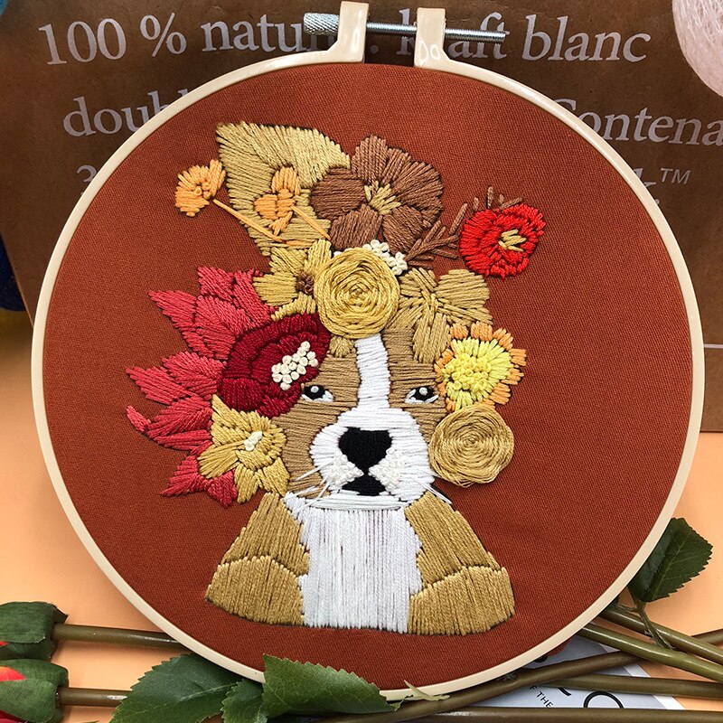 Tecknade hundar mönster diy broderi material paket korsstygssatser 3d broderverktyg nybörjare bordado dekor målningar: 7