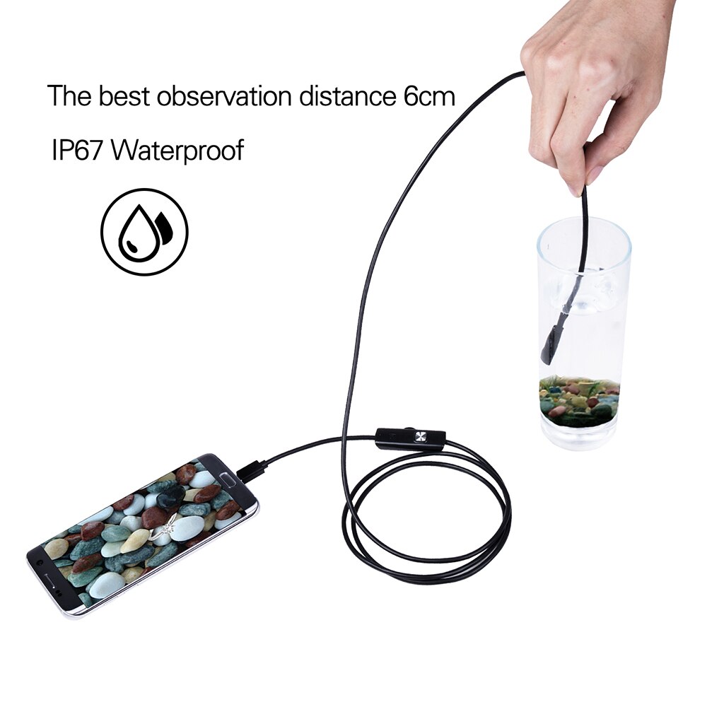 Android endoskop kamera 7mm ip67 vandtæt support otg og uvc smartphone hd slange mini usb endoskop bil / pcb inspektion