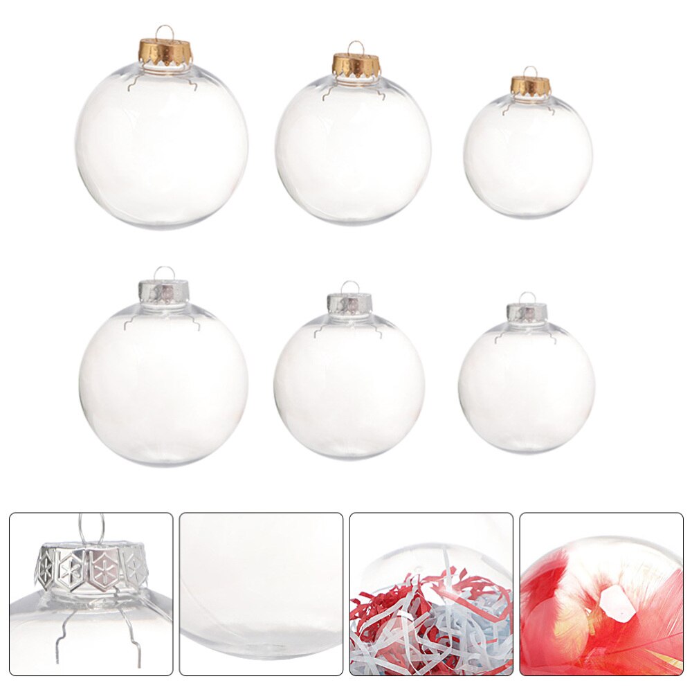 6Pcs Decorative Ball Transparent Ball Hollow Ball Hanging Ball Decor for Home Festival Party: Default Title