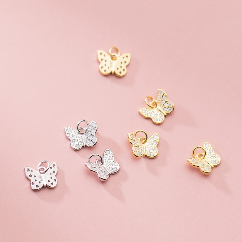 925 Sterling Zilver Fancy Vrouwen Decoratie Zirkoon Vlinder Charms Handgemaakte S925 Zilveren Hanger Accessoires Diy Sieraden Maken