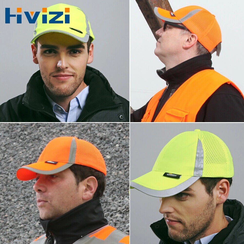 Høj synlighed gul/lime unisex cap hi vis arbejdstøj reflekterende baseball kasket let åndbar hat til udendørs arbejde