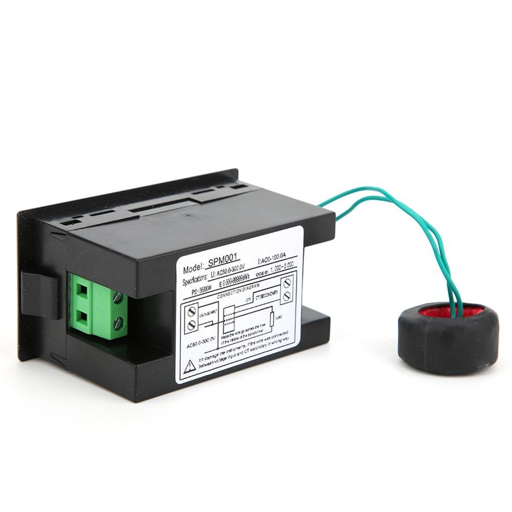 Digital ac meter led display multifunktionel voltmeter strøm energimåling monitor ac led power monitor