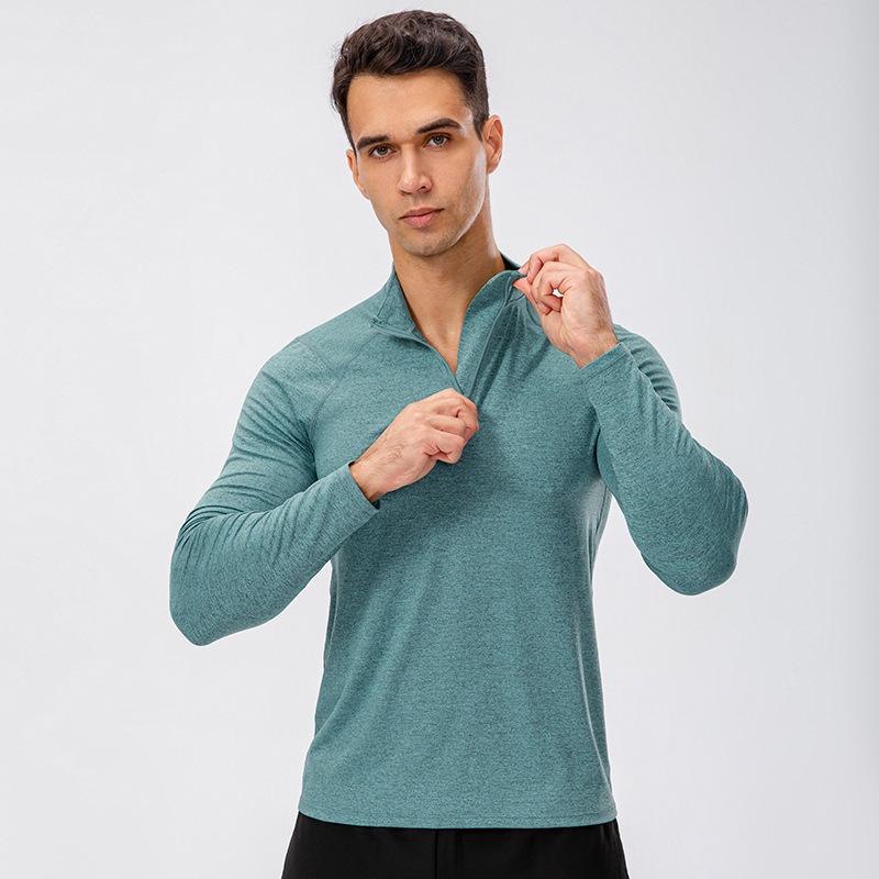 Herren Herbst Fitness Langarm Quick-Dry Lauf Tops Half-Reißverschluss Slim-Fit Training Sweatshirt Baselayer Unterhemden