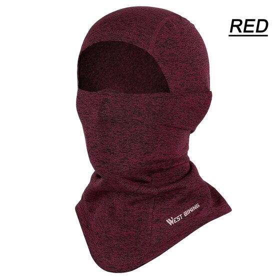 WEST BIKING Winter Sport Cycling Cap Bike Full Face Mask Neck Warmer Men Women Scarf Ski Bicycle Motocycle Fleece Head Cap Hat: Face Mask Red
