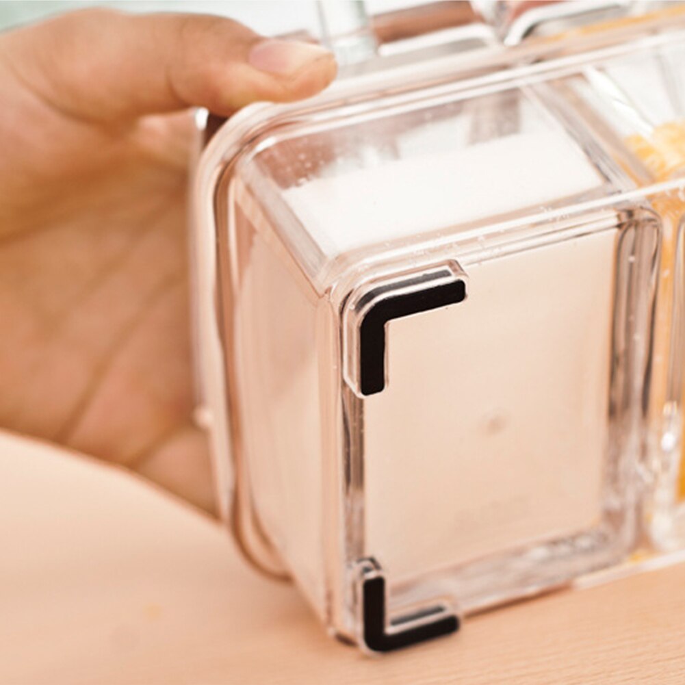 Home Kitchen Dustproof Acrylic Seasoning Box With Spoons Cruet Bottle Cooking Condiment Sugar Storage Container Jar Modern
