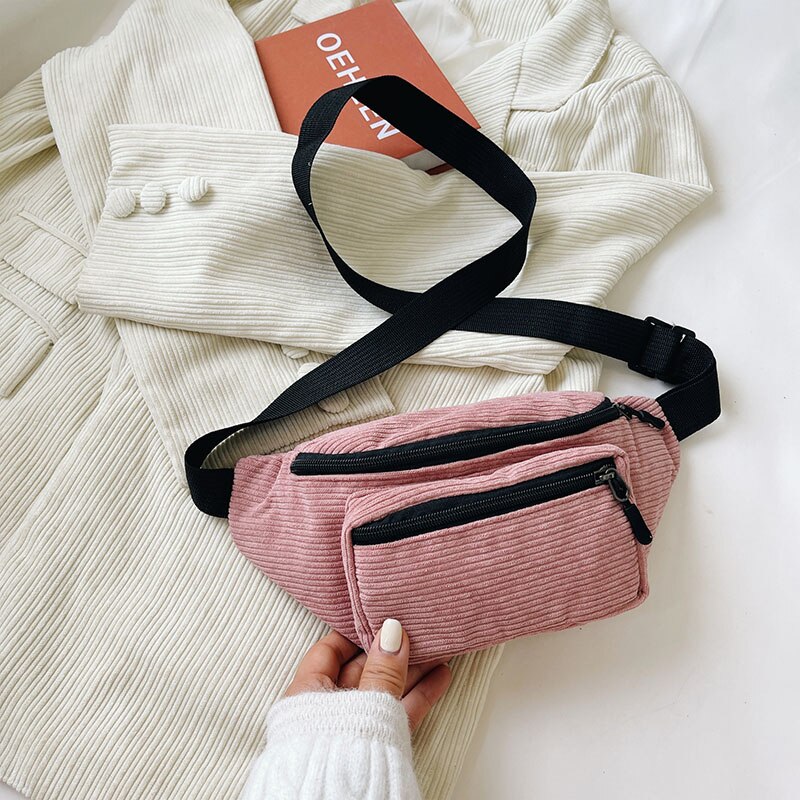 Canvas-bauchtasche, schultertasche aus leoparden-samt, umhängetasche, brusttasche, damen-bauchtasche, street-sport-bauchtasche, handytasche, gürteltasche: Rosa