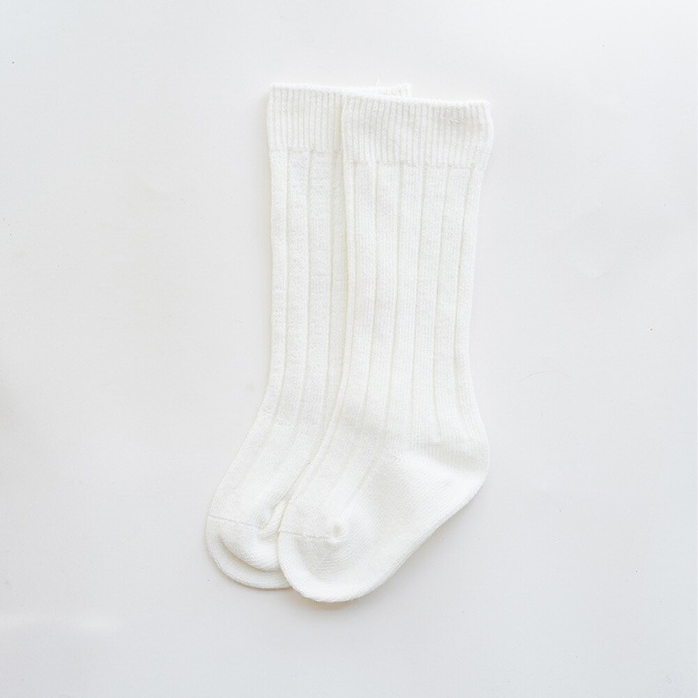 Mode Kinderen Peuter Baby Baby Meisjes Jongens Effen Anti-Slip Gebreide Lange Sokken Knie Sok: WHITE / 12m