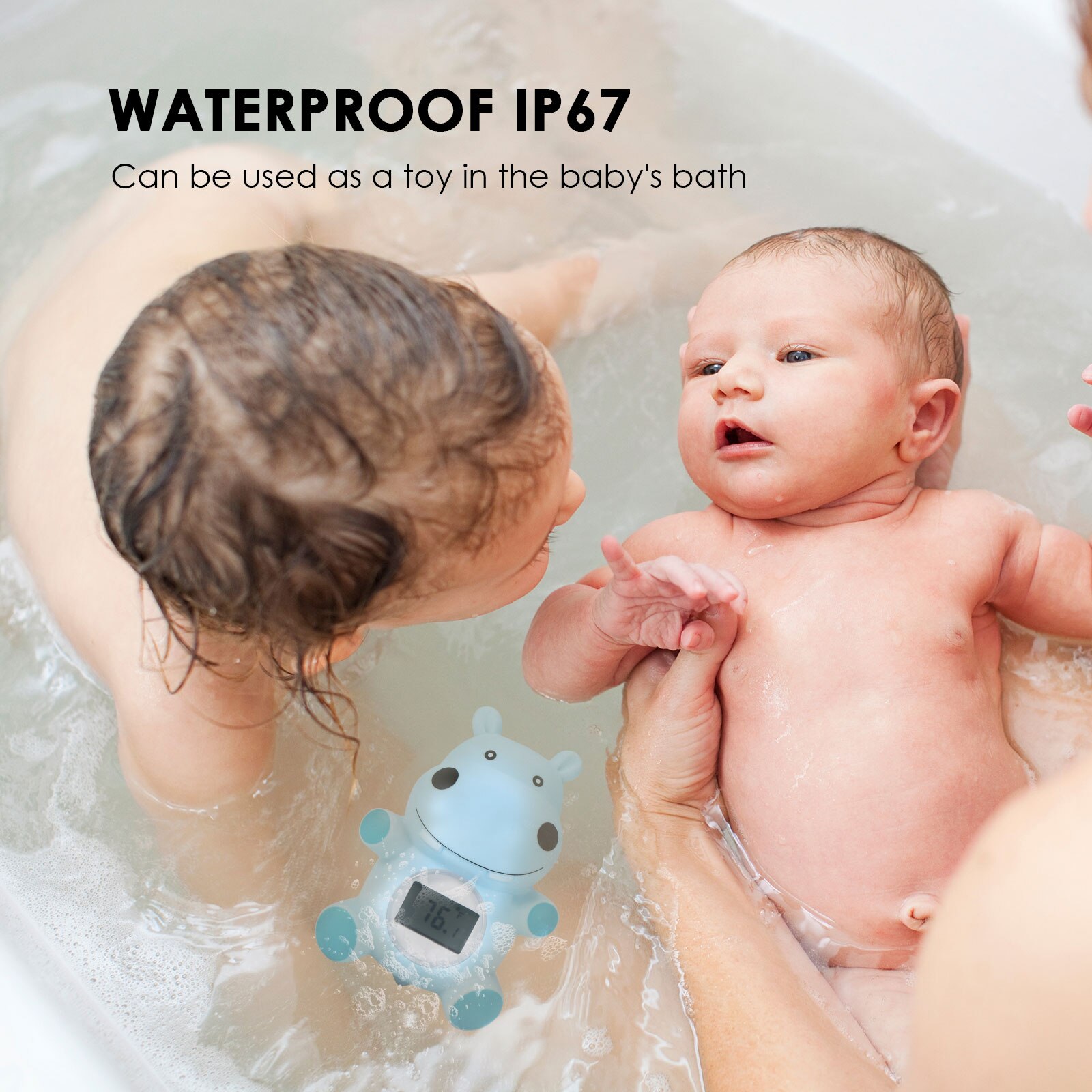 Bathroom Water Thermometer Bath Waterproof Digital Thermometer Floating Hippo Infant Sensor Warning Bathtub Alarm Chronograph