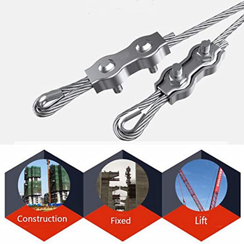 Poly Rope Connector M5 Duplex Wires Splicer Stainless Steel Wire Rope Clip Cable Clamp for Diameter Electric Fences