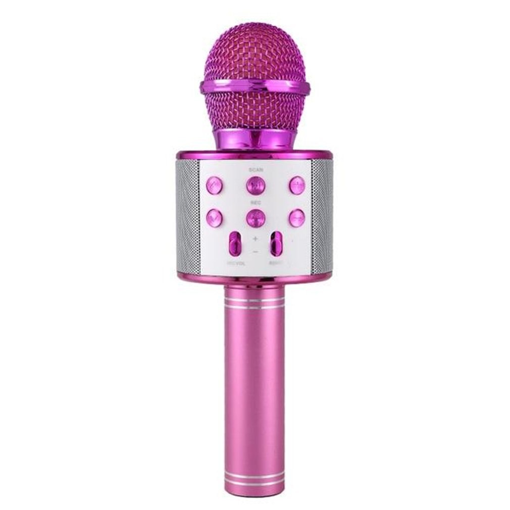Bluetooth karaoke mikrofon trådløs mikrofon professiona højttaler håndholdt mikrofonafspiller synger optager mikrofon: Lilla lyserød