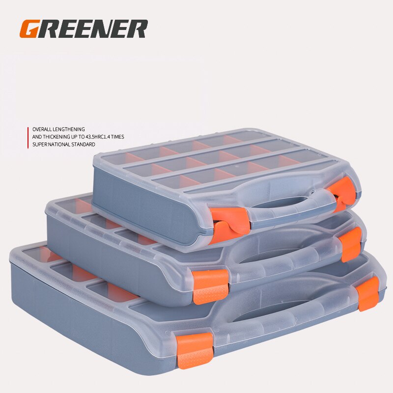 GREENER Plastic Portable Parts Box Screw Storage Box Metal Parts Hardware Tool Screwdriver Auto Repair Divided Material Tool Box