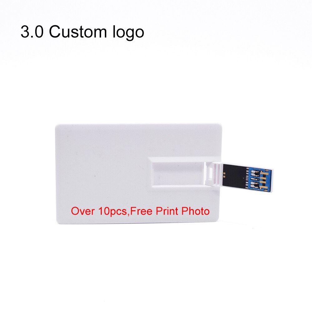 Más de 10 Uds. Logo gratis tarjeta de crédito USB 3,0 8GB 16GB 32GB tarjeta bancaria USB 64GB 128GB memoria Flash memoria USB3.0 Pen Drive U Disk