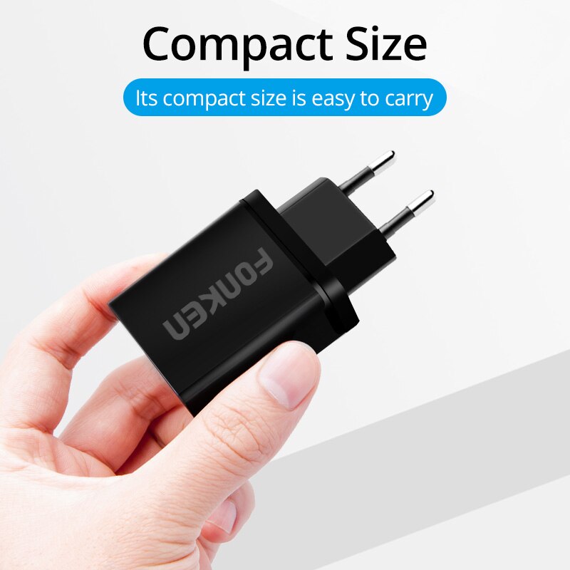 FONKEN USB Charger Quick Charge 3.0 Fast Charger 3 Port QC3.0 QC2.0 Charging for Phone Mobile Tablet Multi Wall Adapter