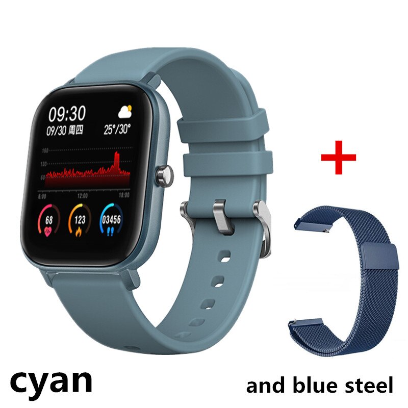 AMYNIKEER smart bracelet P8 smart watch heart rate monitoring bracelet fitness bracelet sleep blood pressure blood oxygen PK B58: cyanandbluesteel