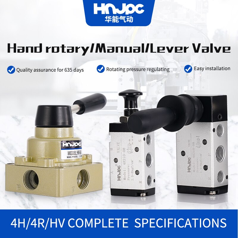 Pneumatische Ventiel 4H210-08 4R210-08 HV-02/03/04 Hendel Bediend Controle Hand Roterende Klep Schakelaar Cilinder Control Fitting