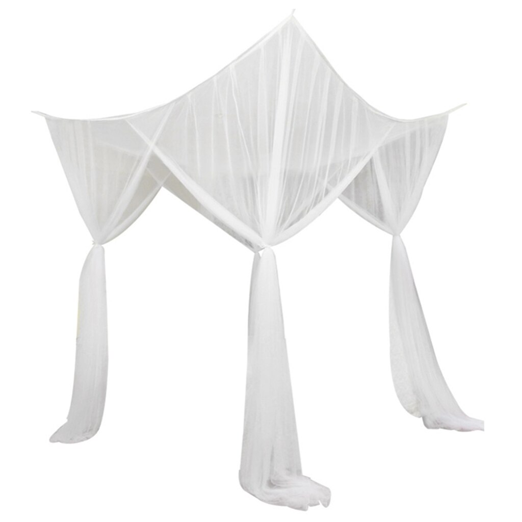 Fine Mesh 4 Corner Post Bed Canopy Hanging Bed Curtain Drape 210x190x240cm: White