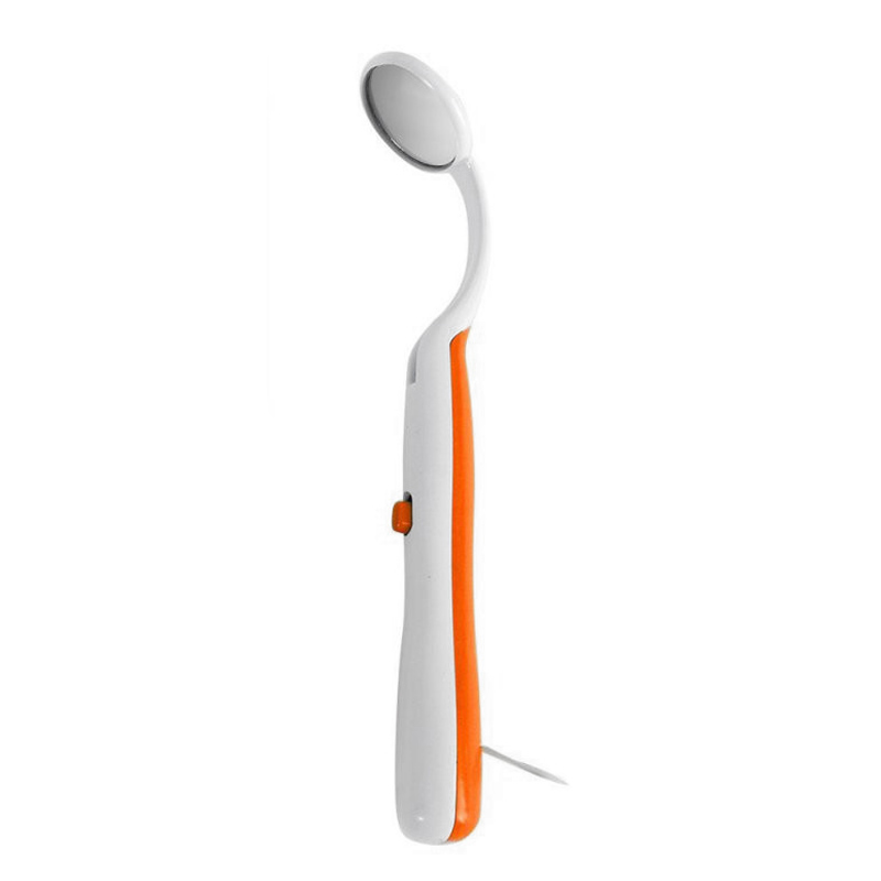 1 pc led lys tænder mundtandspejl super lyst mundspejl belyst tandplejeværktøj mundhygiejnemaskine: Orange