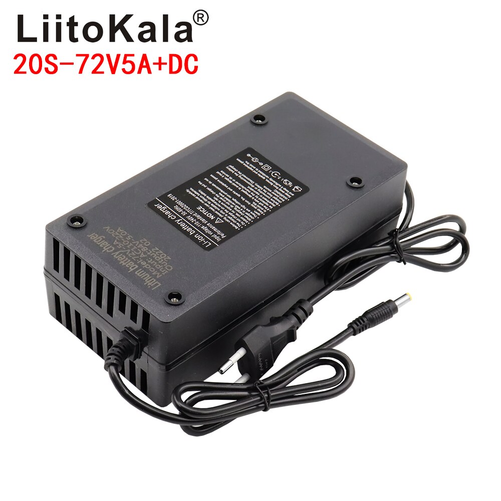 Liitokala 84V 5A Lithium Batterij Oplader Dc 5.5*2.1 Mm/p Plug Voor 20S 72V Li-Ion Batterij ac 110-220V Ebike Motorfiets Lader: 84V5A-DC