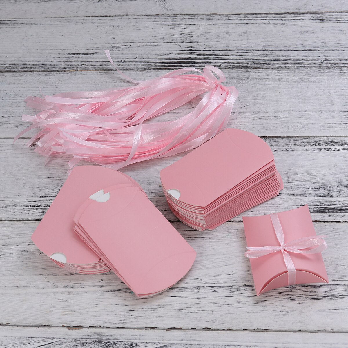 100pcs Wrap Storage Candy Boxes Lovely Paper Pillow Shape Packaging Bags Box Party Supplies for Birthday Wedding