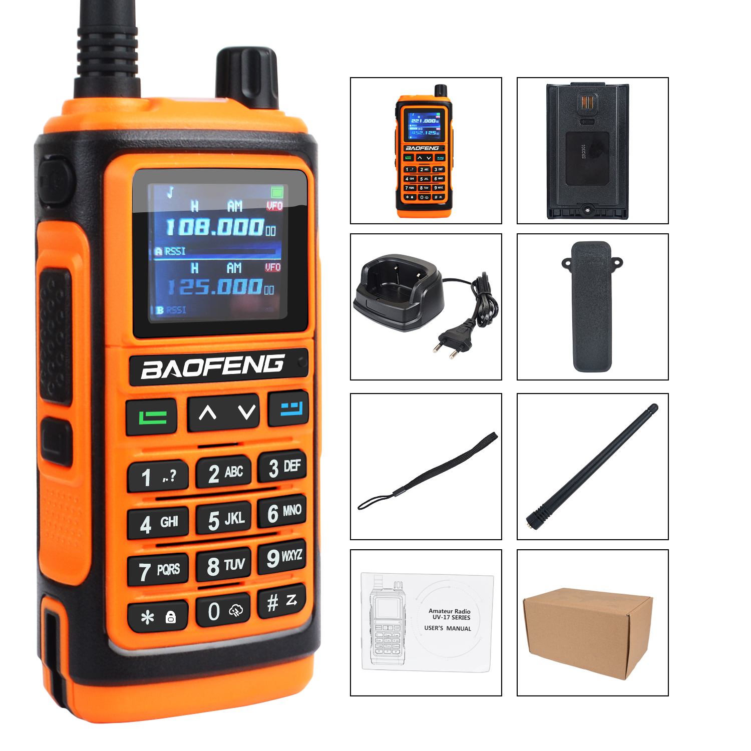 Baofeng UV-17Pro GPS Walkie Talkie 108-136MHz Air Band VHF UHF 200-260MHz 350-355MHz Radio FM Sei Bande Freq Copia Impermeabile