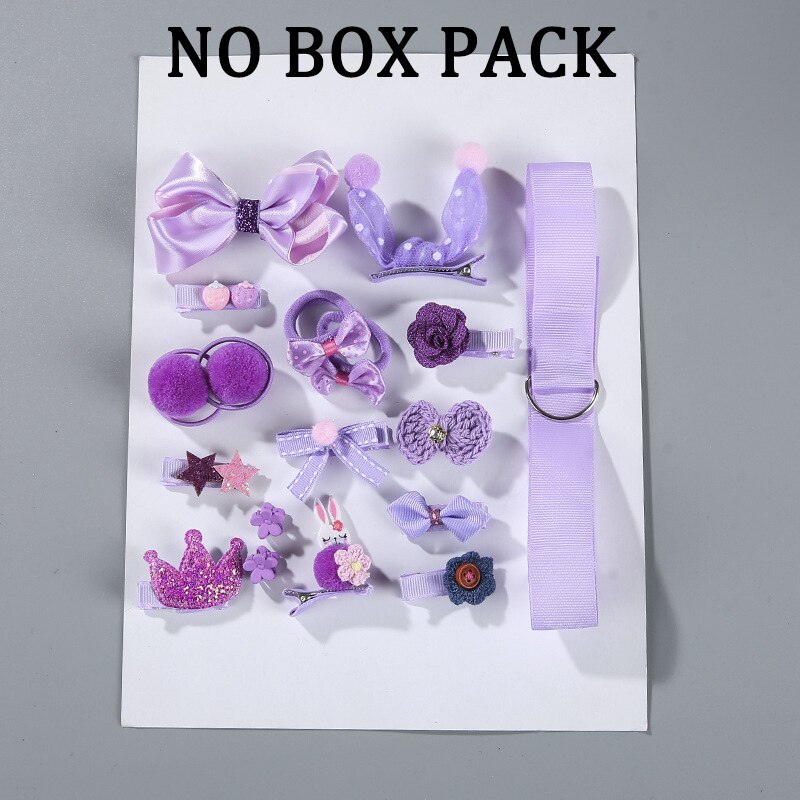 18 stuks/doos baby haaraccessoires set kinderen schattige stoffen strik bloem haarspelden haarspeldjes haarclips meisjes hoofdtooi: Paars