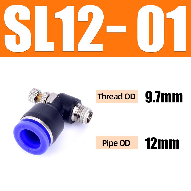 Sl 4 6 8 10 12mm hurtigkobling pneumatisk kobling  m5 " 1/8 " 1/4 " 3/8 " 1/2 lufthastighetsreguleringsventil strupeventil: Sl12-01
