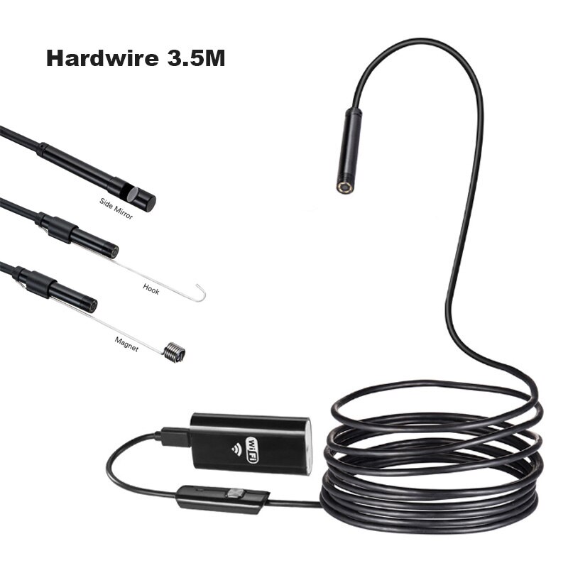 Wifi Endoscoop Camera 720P Hd 8Mm Lens Hardwire Softwire Kabel IP67 Waterdichte Iphone Android Wreless Auto Inspectie Borescope: Hardwire 3.5M