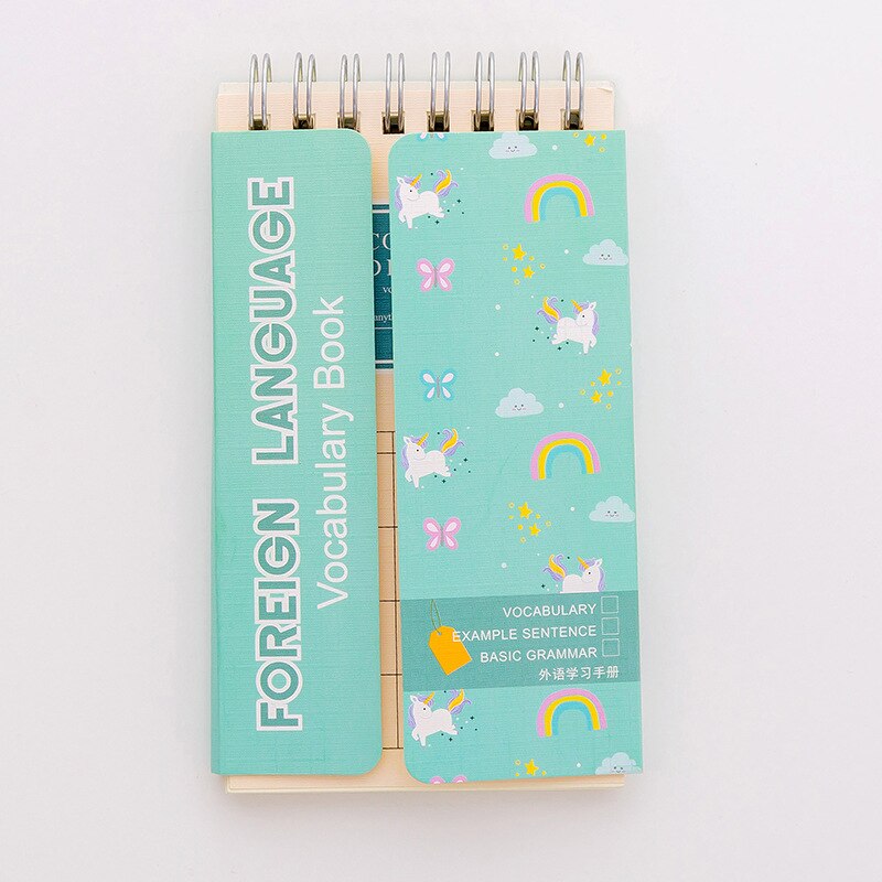 Fille coeur dessin animé licorne vocabulaire livre anglais apprentissage manuel Portable ombre ordinateur Portable: Vert clair